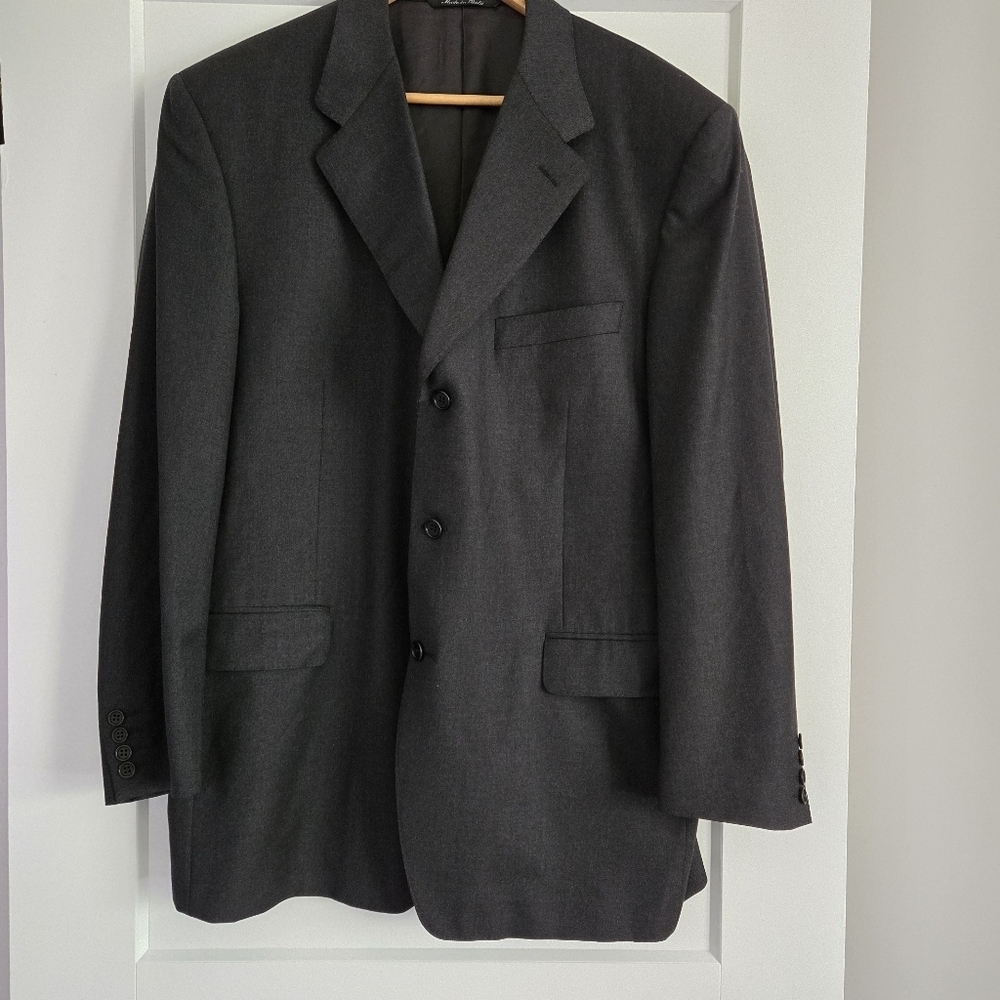 Classic Canali Mr Sid Made In Italy Grey Men's Blazer 💯 Pure Wool 46US  1614019